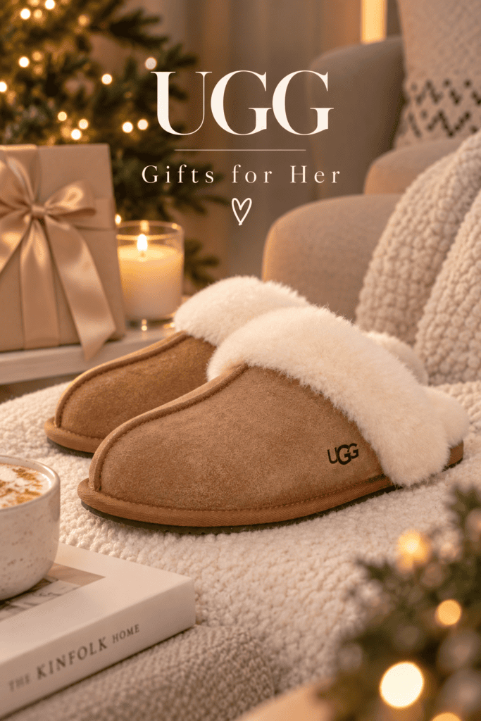 UGG Scuffette II slippers in chestnut suede, a cosy gift for her
